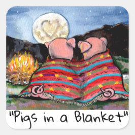 Adesivo Quadrado Porcos em uma Lua Romântica Branca Estrelas Arte