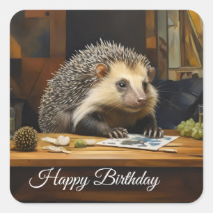 Adesivo Quadrado Porcupine Perfurado, à deriva, sentado à secretári