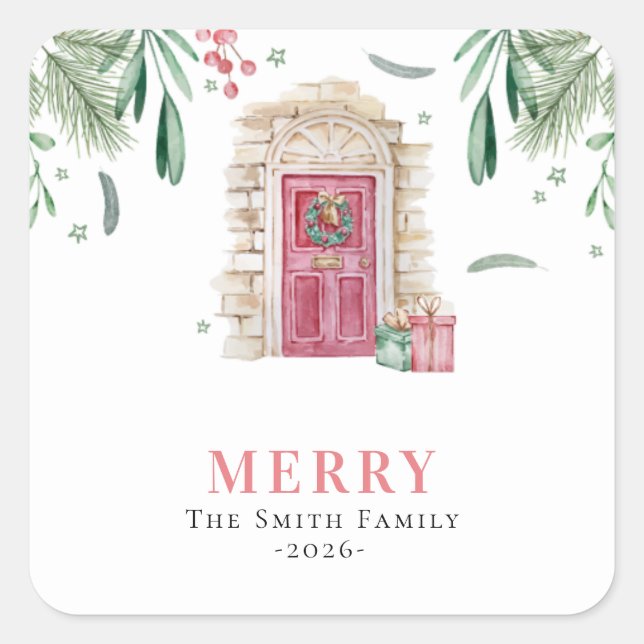 Adesivo Quadrado Porta com presentes de Natal (Frente)