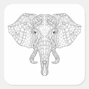 Adesivo Quadrado Porta da Cabeça de Elefante 2
