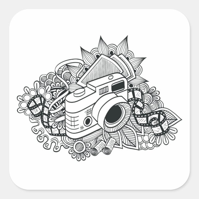 Adesivo Quadrado Porta da câmara hipster (Frente)