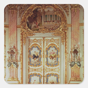 Adesivo Quadrado Porta da sala da porcelana