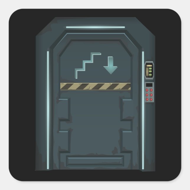 Adesivo Quadrado Porta espacial da nave do mobiliário reluzente (Frente)