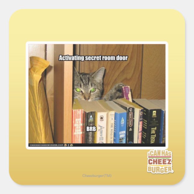 Adesivo Quadrado Porta secreta de activação da sala (Frente)