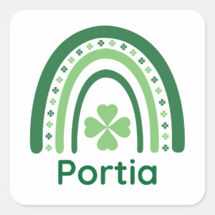 Adesivo Quadrado Portia Nome Clover Boho Arco-íris