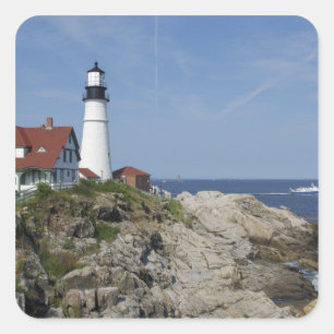 Adesivo Quadrado Portland Head Light, Cabo Elizabeth, Maine,