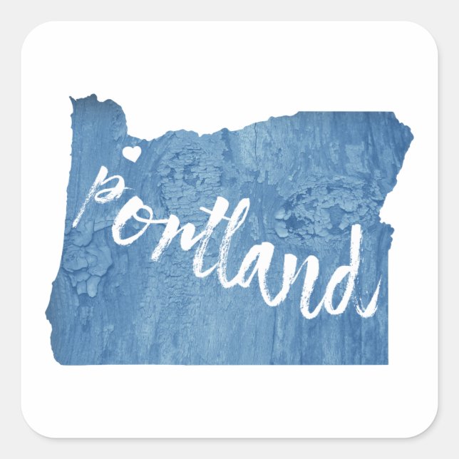 Adesivo Quadrado Portland, Oregon Wood Grain (Frente)