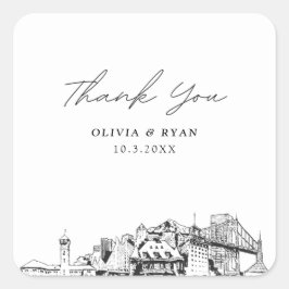 Adesivo Quadrado Portland Wedch Landmarks Favor Obrigado