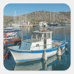 Adesivo Quadrado Porto de Bozburun perto de Marmaris, Turquia