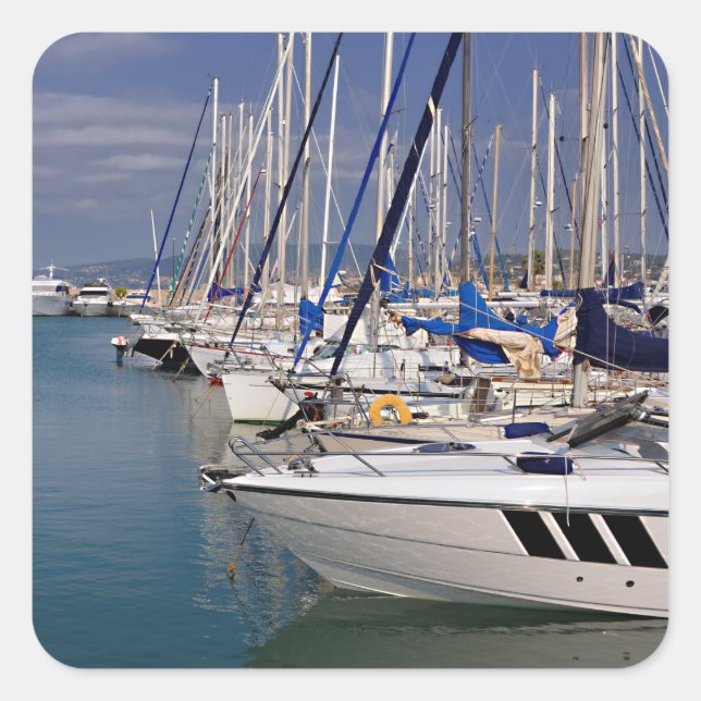 Adesivo Quadrado Porto de Cannes na França (Frente)