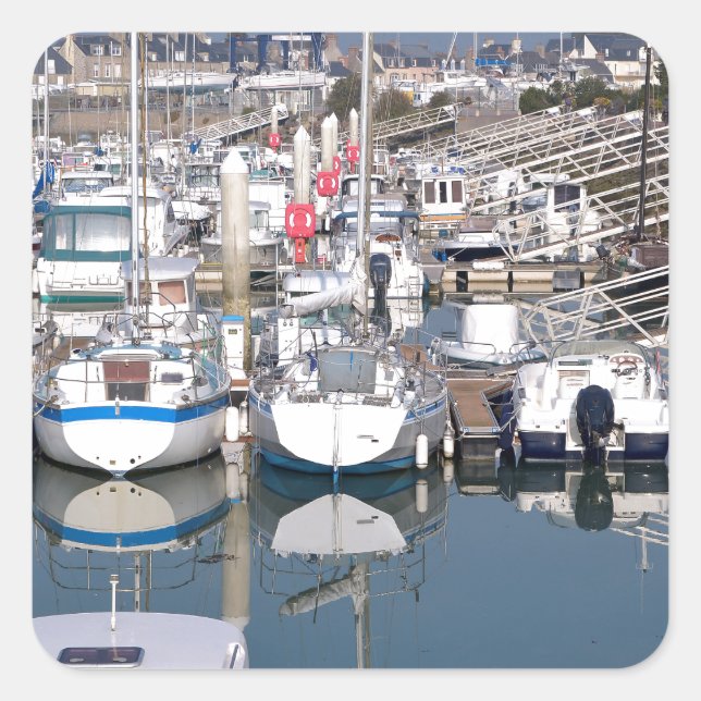 Adesivo Quadrado Porto de Santo-Vaast-la-Hougue, França (Frente)