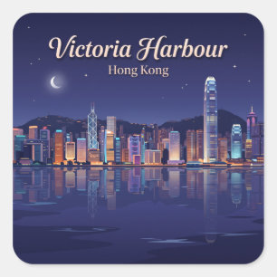 Adesivo Quadrado Porto de Vitória Hong Kong