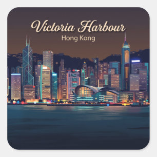 Adesivo Quadrado Porto de Vitória Hong Kong