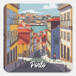 Adesivo Quadrado Porto Portugal Viagem Abstrato
