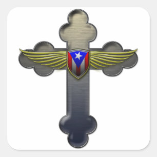 Adesivo Quadrado Porto Rico - Shield & Cross