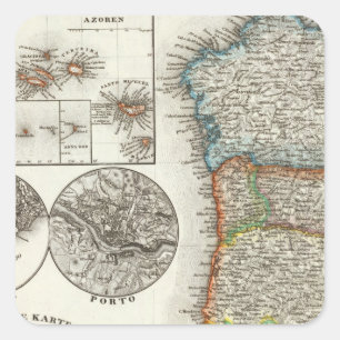 Adesivo Quadrado Portugal e Ilhas Cabo Verde