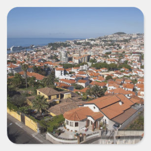 Adesivo Quadrado Portugal, Ilha da Madeira, Funchal. Teleférico