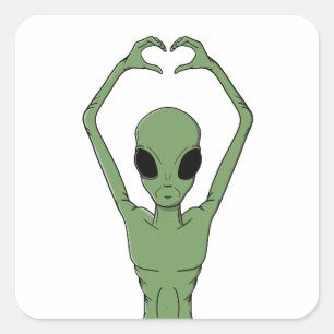 Adesivo Quadrado Pose do Coração Alien