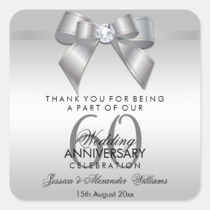 Adesivo Quadrado Posh Gem Arco & Ribbon 60º Aniversário de Casament