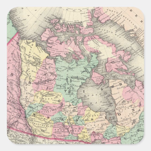 Adesivo Quadrado Posse britânica, russa e dinamarquesa (Frente)