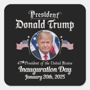 Adesivo Quadrado Posse do presidente Trump 2025 47º presidente dos