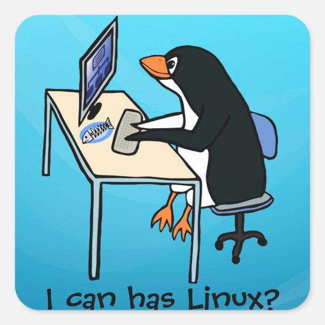 Adesivo Quadrado Posso ter Linux? (Frente)