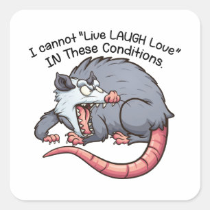 Adesivo Quadrado possums fofos eu não posso "Viver Rir Amar"