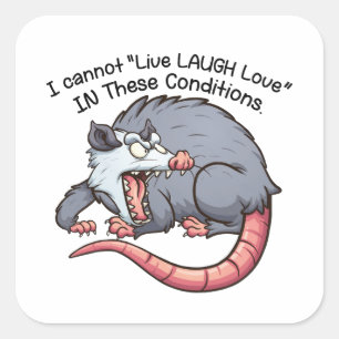 Adesivo Quadrado possums fofos eu não posso "Viver Rir Amar"