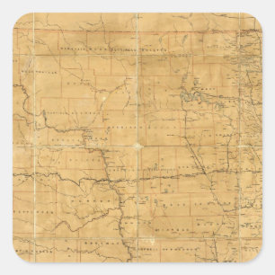 Adesivo Quadrado Postar o mapa de rota do território de Dakota