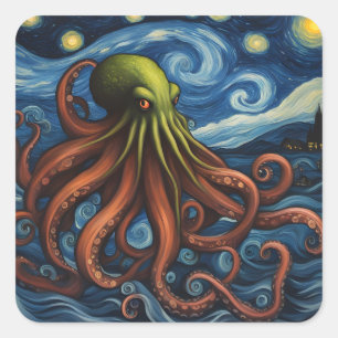 Adesivo Quadrado Poste-Impressionismo de Cthulhu