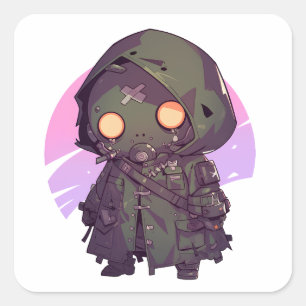 Adesivo Quadrado Poste o Apocalyptic Wanderer no estilo de animação
