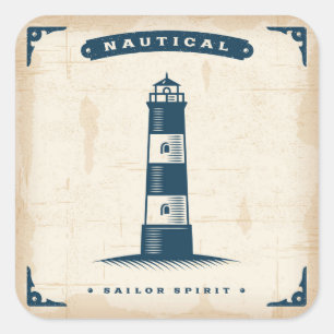 Adesivo Quadrado Poster 1 do farol do vintage