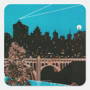 Adesivo Quadrado Poster #1Spokane da propaganda de Spokane, WA