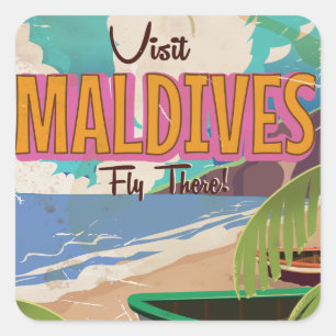 Adesivo Quadrado Poster art. das viagens vintage da ilha de