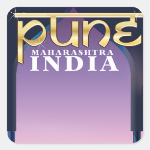 Adesivo Quadrado Poster das férias de Pune, India do Maharashtra