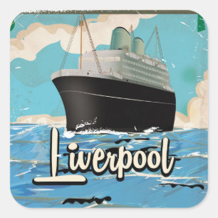 Adesivo Quadrado Poster das viagens vintage de Liverpool