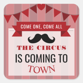 Adesivo Quadrado Poster de circo clássico Festa de aniversário infa