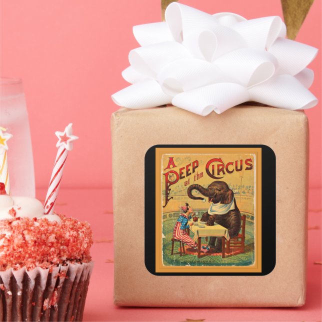 Adesivo Quadrado Poster de Circo Vintage: Elefante Circo (Festa)