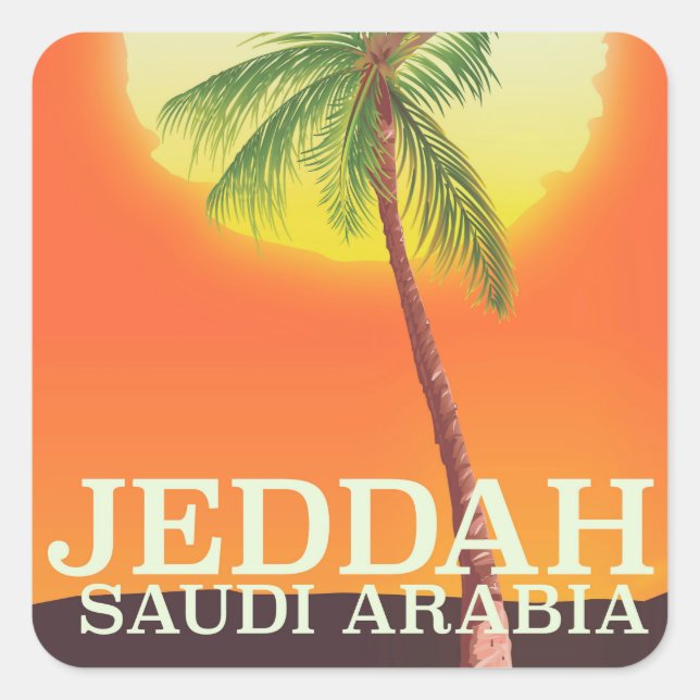 Adesivo Quadrado Poster de Férias da Arábia Saudita (Frente)