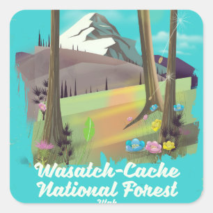 Adesivo Quadrado poster de férias da Floresta Nacional de Wasatch 