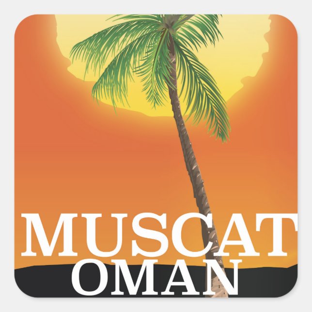 Adesivo Quadrado Poster de férias de Muscat Oman (Frente)