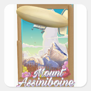 Adesivo Quadrado poster de férias do Mount Assiniboine Blimp