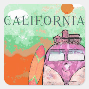 Adesivo Quadrado Poster de viagens da Califórnia