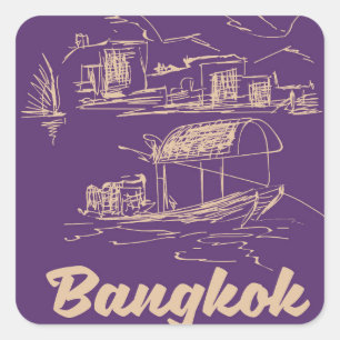 Adesivo Quadrado Poster de viagens de Banguecoque, Tailândia