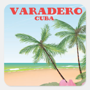 Adesivo Quadrado Poster de viagens de praia de Varadero Cubano