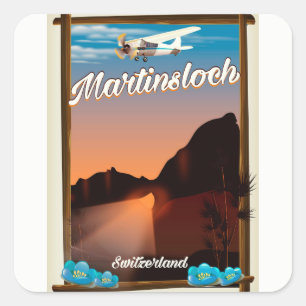 Adesivo Quadrado poster de viagens de Suiça Martinsloch