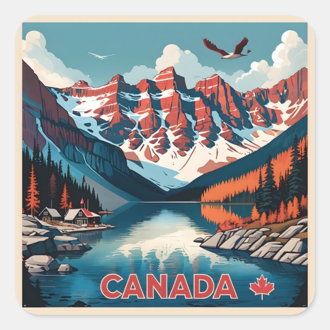 Adesivo Quadrado Poster de viagens do Canadá (Frente)