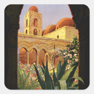 Adesivo Quadrado Poster de viagens italiano de Palermo Sicília
