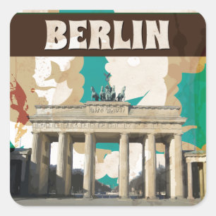 Adesivo Quadrado Poster de viagens Vintage Berlin