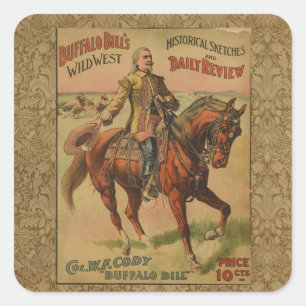 Adesivo Quadrado Poster de Vintage Western Buffalo Bill Wild West S